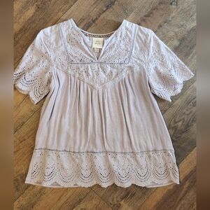 Knox Rose Light Purple Eyelet Blouse